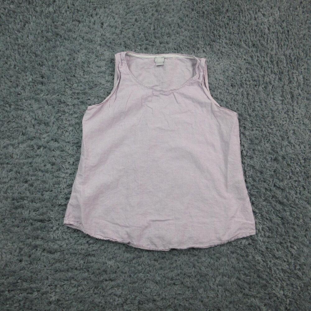 Chicos Tank Top Womens 8 10 Striped Linen Blend Sleeveless Summer Shirt Casual